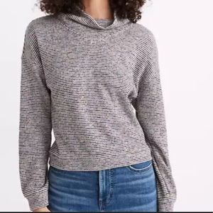 Madewell Multicolor Crop Stripe Mock Turtleneck Sweater